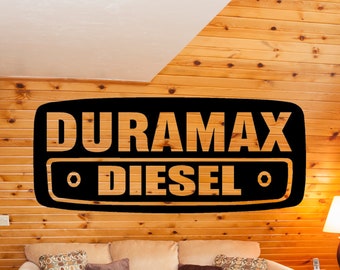Arte de parede com logotipo Duramax, Monograma Chevy Duramax, decoração de parede Duramax, empresa de transporte rodoviário, placa de caminhoneiro de metal personalizada, motorista de caminhão, caminhoneiro