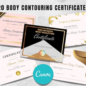 20 x Editable in Canva Printable Certificates for Body Sculpting Contouring Fat Cavitation Radio frequency Educator Student or Beauty Salon