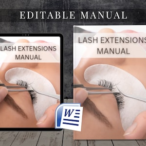 Eyelash Extensions Editable MS Word Manual Classic Volume Hybrid Printable Lash Course eyelash Training Guide Ebook Lash Tutorial Download