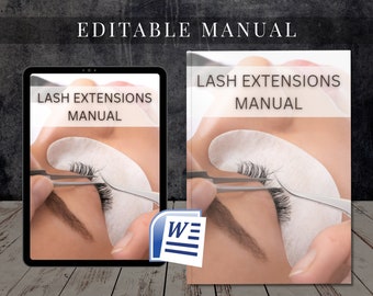 Eyelash Extensions Editable MS Word Manual Classic Volume Hybrid Printable Lash Course eyelash Training Guide Ebook Lash Tutorial Download