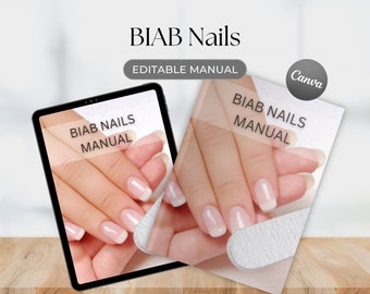 BIAB Nails Canva Editable Course Training Manual Ebook Nail Extensions BIAB (Builder in a Bottle) nails Tutorial Instant Download