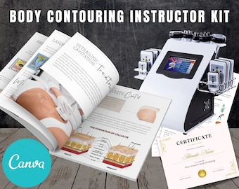 Body Contouring Canva Course Training Manual Sculpting User Guide RF Radiofrequency, Ultrasonic Fat Cavitation Lipo Laser & Vacuum therapy