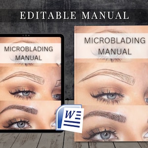 Microblading Editable MS Word Manual Brow Course PMU Brows Training Manual Permanent Makeup Tutorial Eyebrow Lessons eBook