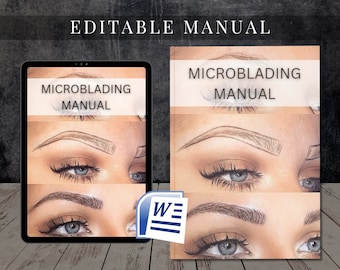 Microblading Editable MS Word Manual Brow Course PMU Brows Training Manual Permanent Makeup Tutorial Eyebrow Lessons eBook