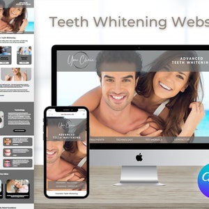 Teeth Whitening Website Done for you Canva Editable Sales Page Landing Page Clinic Template Includes Hosting all Images and text ready to us