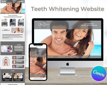 Teeth Whitening Website Done for you Canva Editable Sales Page Landing Page Clinic Template Includes Hosting all Images and text ready to us
