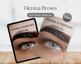 Henna Brows Editable Canva Training Manual Eyebrow Tint Educator Canva Editable online Forms Certificate Henna Brows Course Tutorial Ebook