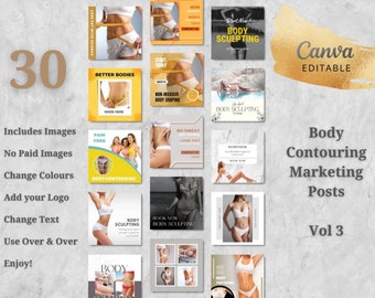 30x Body Contouring Social Media Posts Editable Canva Flyers DIY Template Design Body Sculpting Training Instagram & Facebook Ads - Volume 3