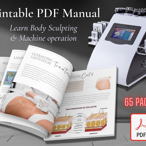 Body Contouring PDF Course Training Manual Sculpting User Guide RF Radiofrequency, Ultrasonic Fat Cavitation Lipo Laser & Vacuum therapy