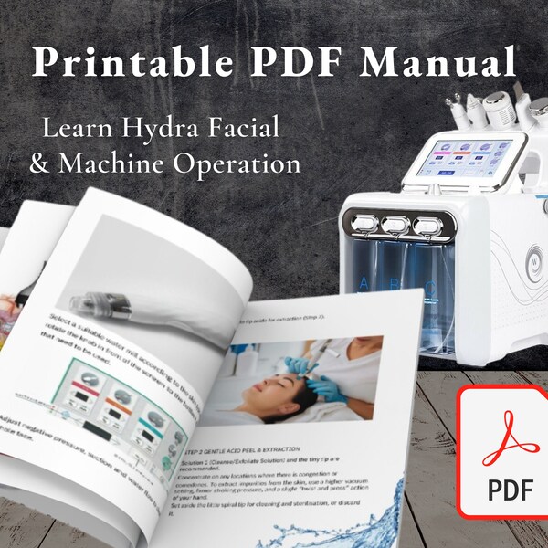 Hydrafacial PDF Course Training Manual Use Guide Hydradermabrasion Machine RF Ultrasonic Spatula Oxygen Facial Intake Forms Certificate