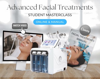 Accredited Facial Treatments Masterclass Online Video & Canva Manual Training Course Hydradermabrasion Educator Canva Editable Intake Forms