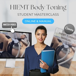 Accredited HIEMT Body Toning Masterclass Online Video Training & Canva Course Guide Learn Tutorial High intensity electromagnetic therapy