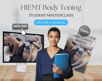 Accredited HIEMT Body Toning Masterclass Online Video Training & Canva Course Guide Learn Tutorial High intensity electromagnetic therapy