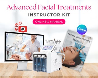 Accredited Facial Treatments Instructors Masterclass Online Video & Canva Manual Training Course Hydradermabrasion Educator Editable Forms