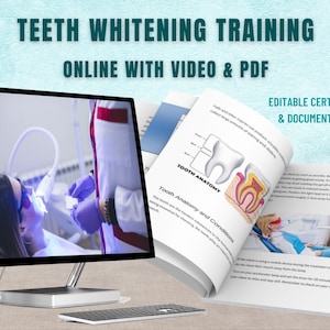 Teeth Whitening Course Video Online Training Manual with PDF Tooth Whitening Business Intake Forms Certificate & Documents Tooth Bleaching