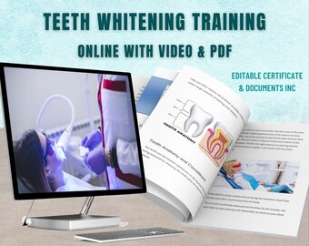 Teeth Whitening Course Video Online Training Manual with PDF Tooth Whitening Business Intake Forms Certificate & Documents Tooth Bleaching