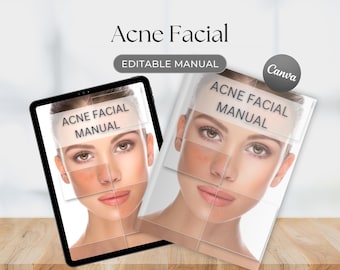Acne Facial Canva Editable Course Training Manual User Guide Class Learn to Tutorial Treatments for pimples Skin Analysis Rosacea Beauty