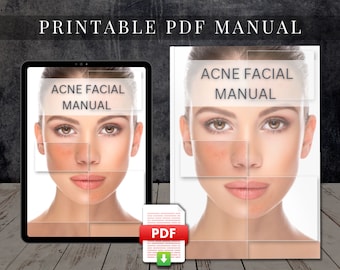 Acne Facial Treatments Printable PDF Course Training Manual User Guide Class Learn to Tutorial Beauty Facial eBook Clear Skin Analysis