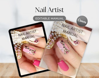Nail Art Canva Editable Course Training Manual Guide Learn Ebook Artistic Nails Manicure Tutorial Instant Download