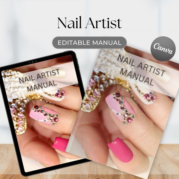 Nail Art Canva Editable Course Training Manual Guide Learn Ebook Artistic Nails Manicure Tutorial Instant Download