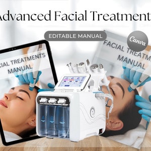 Hydradermabrasion, Oxygen, Ultrasonic & RF Radiofrequency Facial Canva Editable Course Training Manual User Guide Class Learn to Tutorial