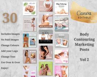 30x Body Contouring Social Media Posts Editable Canva Flyers DIY Template Design Body Sculpting Training Instagram & Facebook Ads - Volume 2