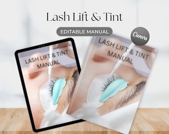 Lash Lift & Tint Eyelashes Canva Editable Course Training Manual Guide Learn Ebook Eyelash Tutorial Download PDF Certificate