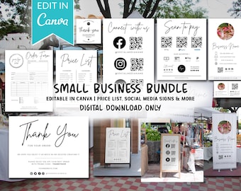 Canvabundel voor kleine bedrijven | Craft Fair-borden, bedankkaart, prijslijst (digitale download)