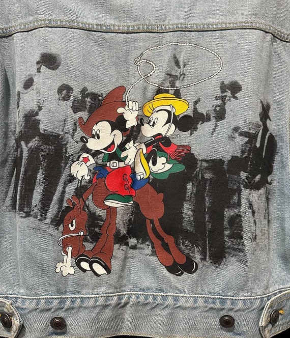 Vintage cropped Cowboy Mickey Denim Jacket - image 4