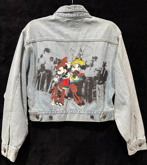 Vintage cropped Cowboy Mickey Denim Jacket - image 1