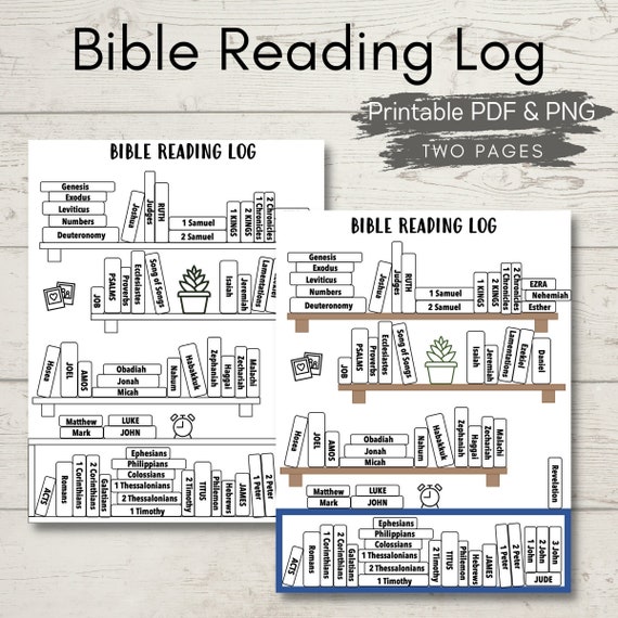 Bible Reading Log Coloring Page Bible Reading Plan Bookshelf | Etsy