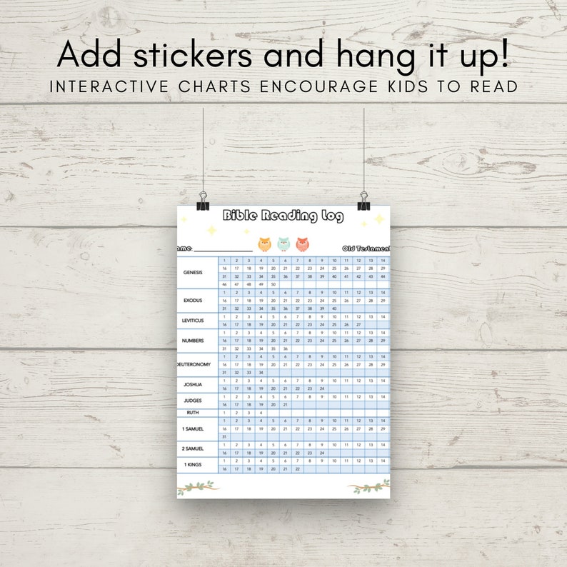 Kid's Bible Reading Chart Tracker | Sticker Chart Tracker | Bible ...