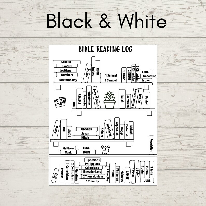 Bible Reading Log Coloring Page | Bible Reading Plan Bookshelf Tracker ...
