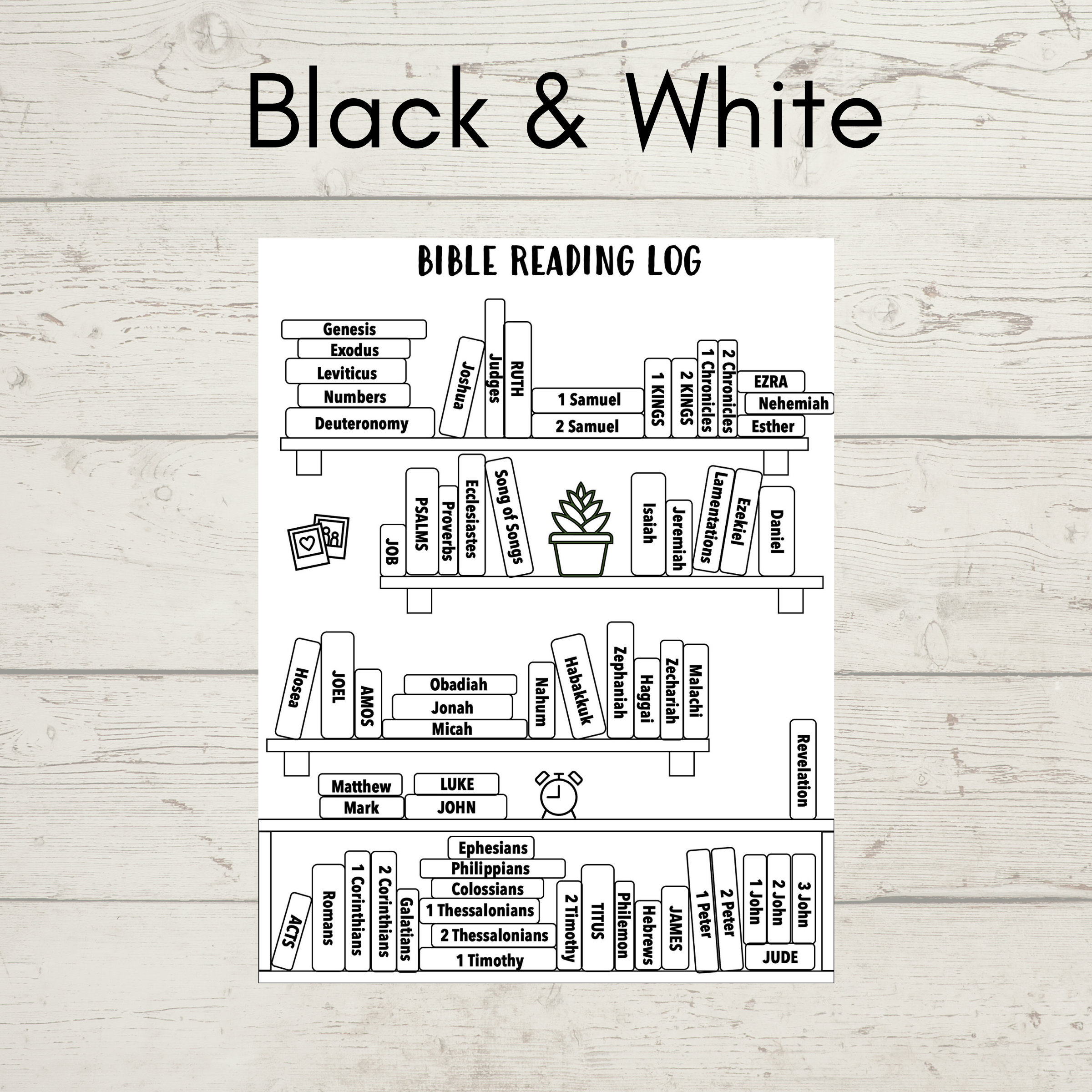 Bible Reading Log Coloring Page | Bible Reading Plan Bookshelf Tracker ...