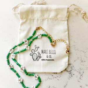 Beaded Daisy Necklace Beaded Flower Jewelry Choker Beaded Pearl Necklace Charm Necklace Seed Bead Jewelry