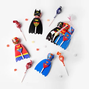 Superhero kids lollipop card party favor 20PC