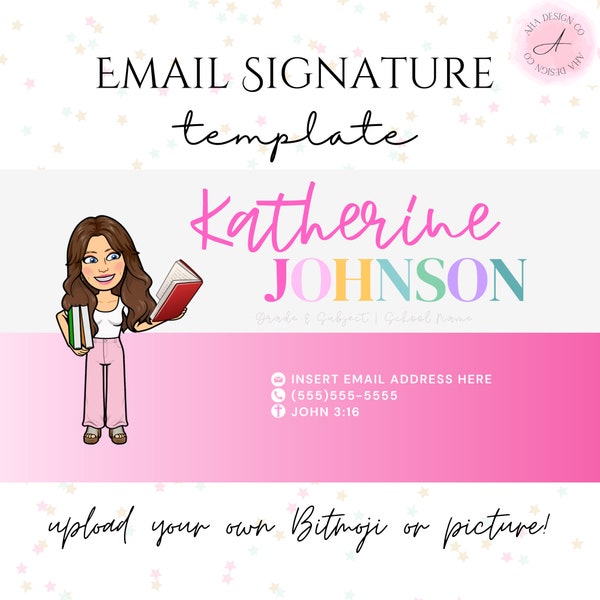 Colorful Email Signature Template| Fully Customizable Template | Perfect for Teachers