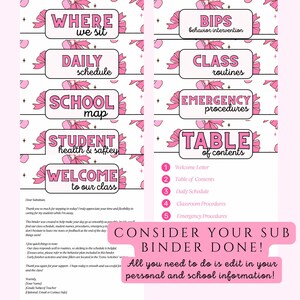 Editable Substitute Binder for Teachers | Printable Sub Plans Folder ...