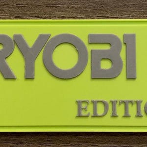 Ryobi Logo Badge for Garage Organization, Toolbox, Cabinet or Shop - Stick On (Peel and Stick) or Magnetic