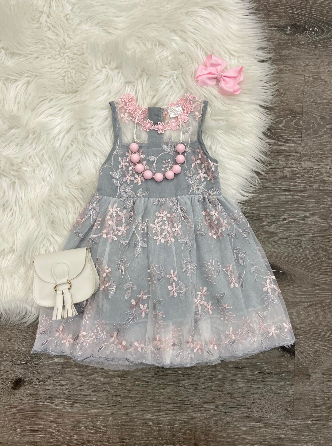 Blush Floral & Lace Dress. Sleeveless Dress. Easter Dress. 2T 4T 6/7 Etsy