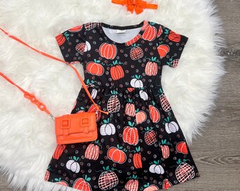 Boutique Pumpkin Dress. Pumpkins. Halloween. Ruffle Dress. 3T 4T 5/6T 6/7 7/8