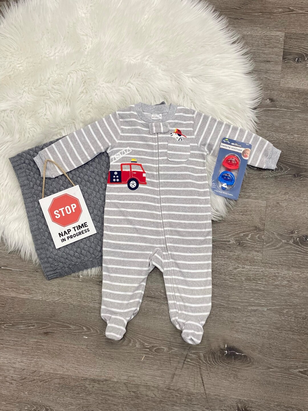 Fleece Firetruck Zip up Pajama. Snuggly Soft Fleece. Zip Up. Etsy