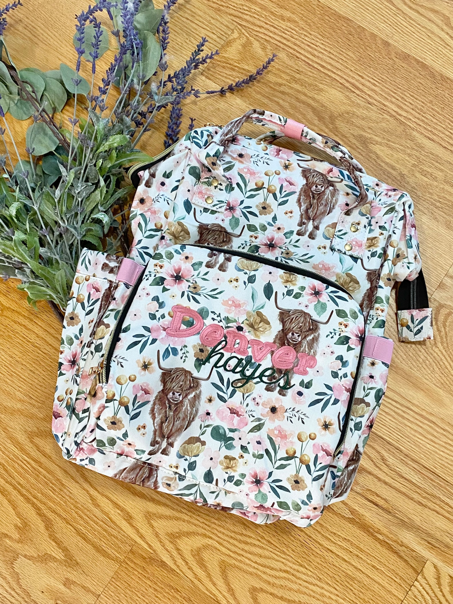 Pink Highland Cow Diaper Bag. Backpack Diaper Bag. Cow Diaper Etsy