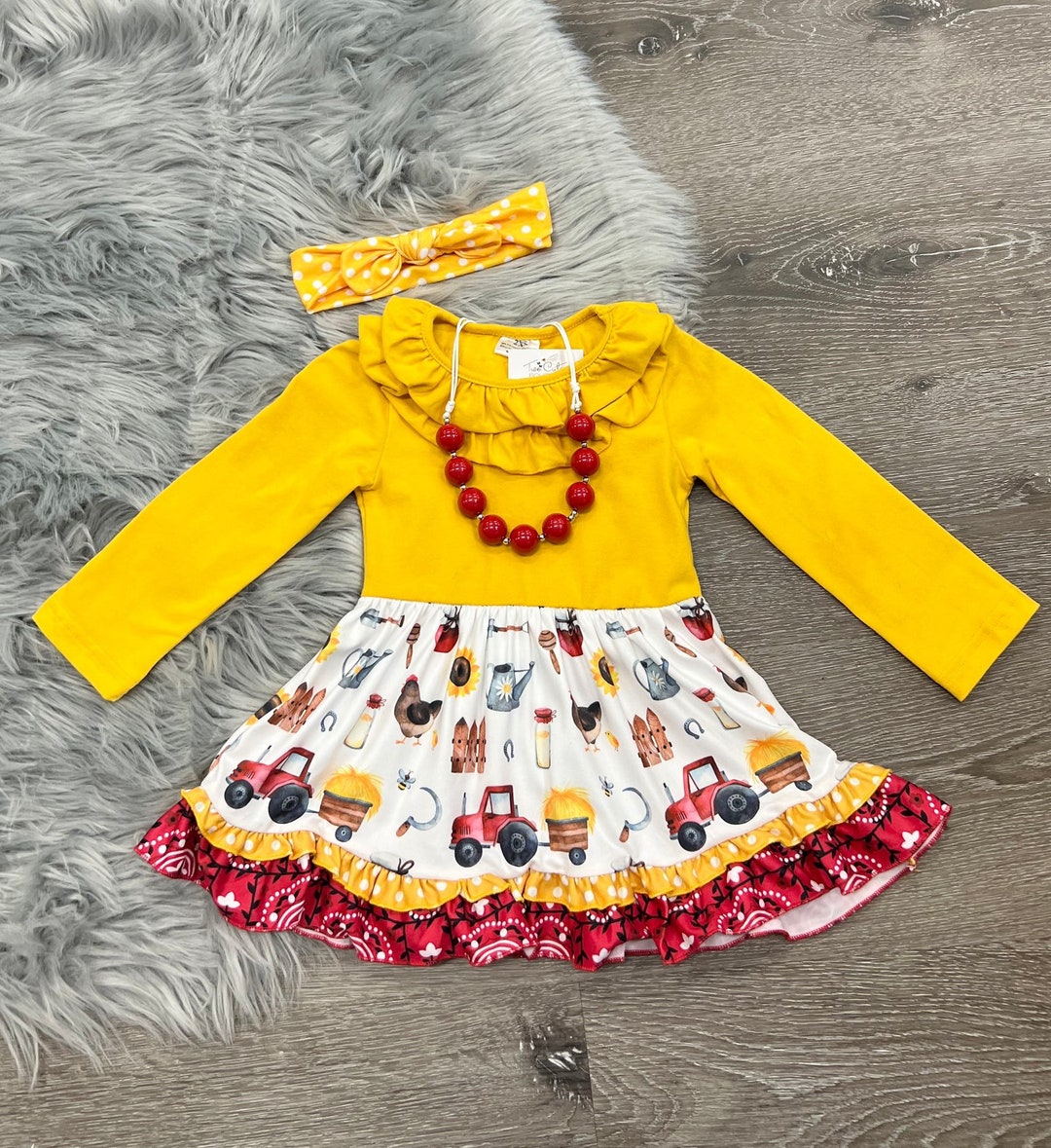 Farm Girl Dress. Farm Animal and Farm Life Theme Dress. 612month 6/7 7