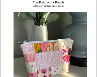 Molde de costura em PDF para bolsa de cosméticos com patchwork: bolsa de viagem acolchoada