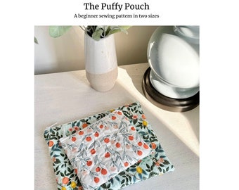 Puffy Zipper Pouch Sewing Pattern: Beginner Travel Bag (PDF)