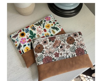 Faux Suede Zipper Pouch SEWING PATTERN PDF, a pretty travel zipper bag to organize makeup, a cute zipper bag for makeup, easy sewing