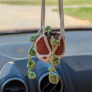 Crocheted macrame string of pearls plant hanger