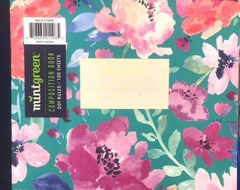3 x Mintgreen Floral Notes  DOT-RULED Composition Note Book 100 Sheets