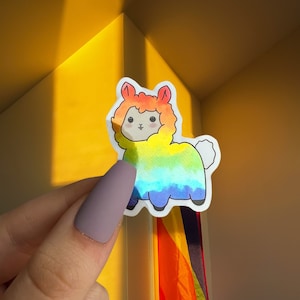 Sticker rainbow lama holographic